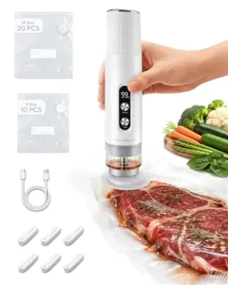 Maestri House Handheld Food Vacuum Sealer w/ 30 Reusable Bags & 6 Clips