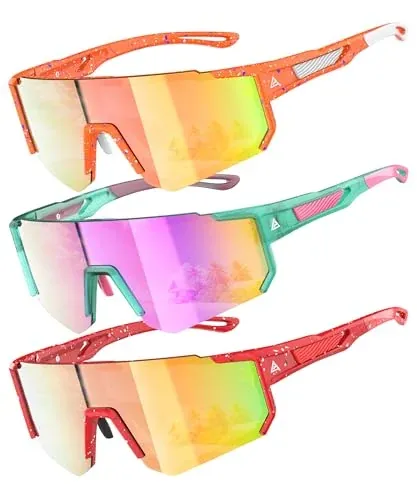 QALLY Kids' Sports UV Protection Sunglasses 3-Pack