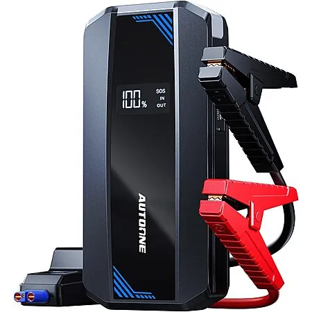 AUTOONE 12V 6000A Portable Car Jump Starter w/ LCD Display & LED Light