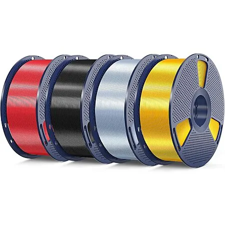 4-Pk Sunlu Shiny Silk PLA+ 1kg Spool 3D Printer Filament Bundle
