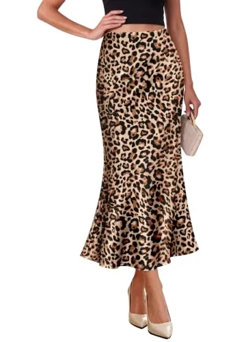 OFEEFAN Stain High Waist Midi Skirt