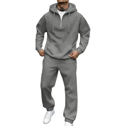 Quarter Zip Hoodie Jogging Suits - 2 Piece Sets