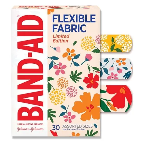 Band-Aid Wildflowers Flexible Fabric Bandages 30-Pack