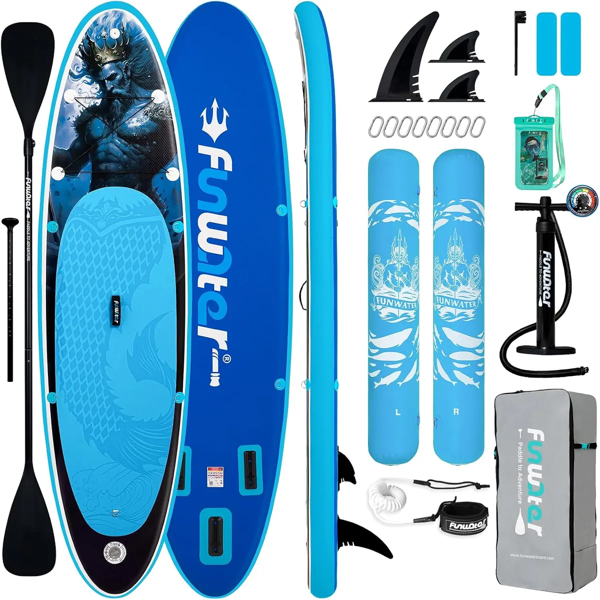 FunWater Inflatable Stand Up Paddle Board in Deep Blue Poseidon