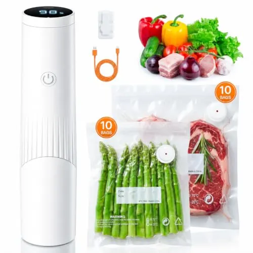 Compact Vacuum Sealer for Food with 20 Reusable Vacuum Bags