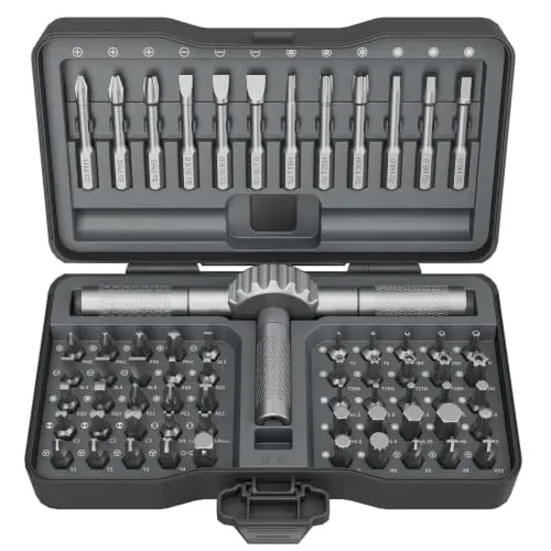 67-in-1 STREBITO Magnetic Ratcheting Screwdriver Set with Detachable T-Handle and S2 Steel Bits