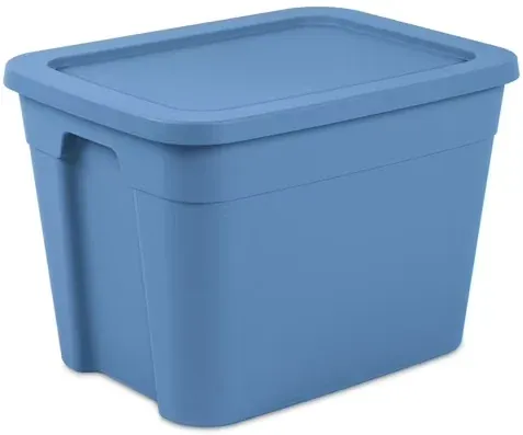 Sterilite 18 Gal Large Plastic Storage Bin with Snap-On Lid, Blue