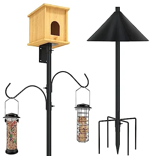 ERYTLLY Bird House Pole 80 Inch with Squirrel Baffle and 2 Hooks