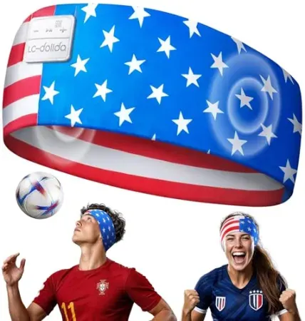 LC-dolida USA Flag Sports Headband w/ Bluetooth Headphones