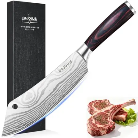 DAJOUJS 8" High-Carbon Stainless Steel Meat Cleaver Butcher Knife
