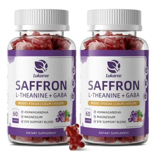 Saffron Gummies 88.5mg w/ L-Theanine & GABA, 2-Pack