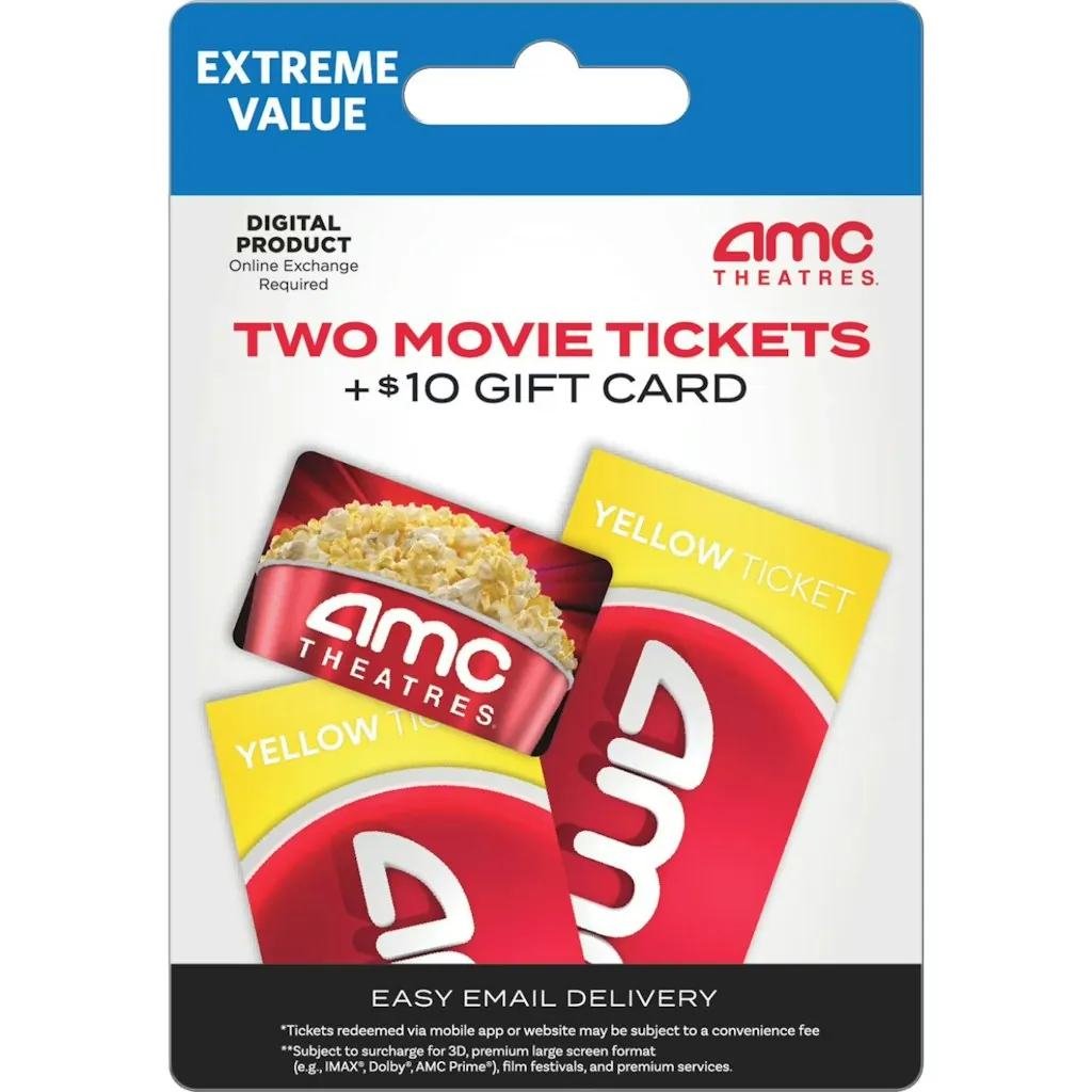 AMC 2 Movie Theater Yellow Tickets & $10 Code
