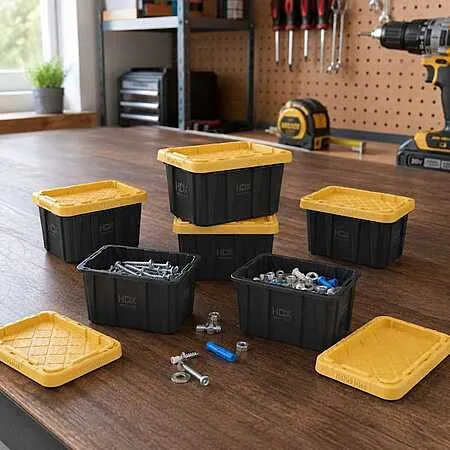 HDX 0.75-Qt Nano Tough Stackable Compact Tote (Black/Yellow)