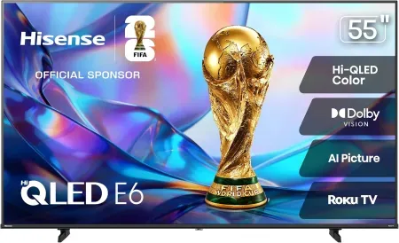 Hisense 55" Class E6SR Series Hi-QLED 4K UHD Smart Roku TV (2026)