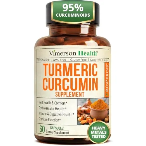 Vimerson Health 1200mg Turmeric Curcumin & Black Pepper Supplement, 60 Count