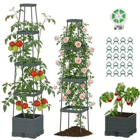 Suteck Raised Garden Bed with Trellis