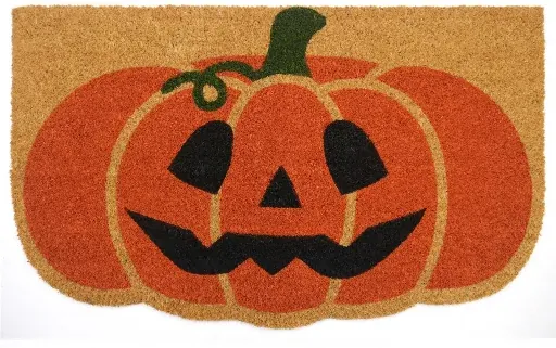 Halloween Jack-O'-Lantern Shaped Coir Doormat