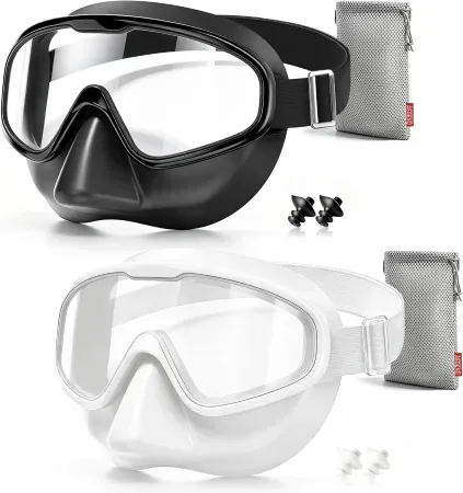 2-Pack Aegend Fabric Strap Swim Goggles w/ Nose Cover & Case
