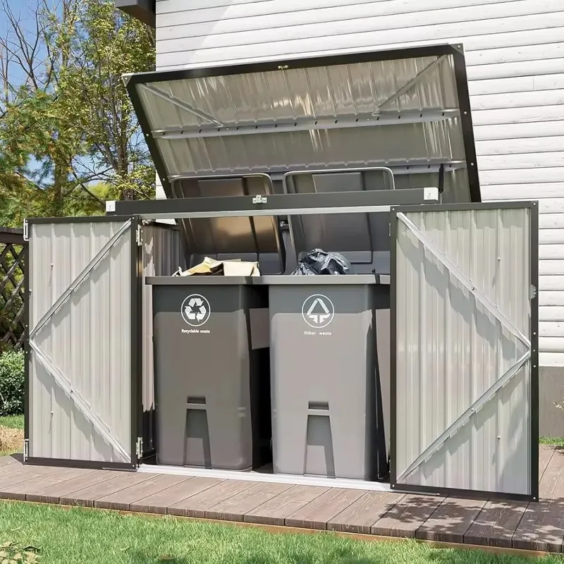 Outdoor Metal Storage Shed w/ Chain Lid