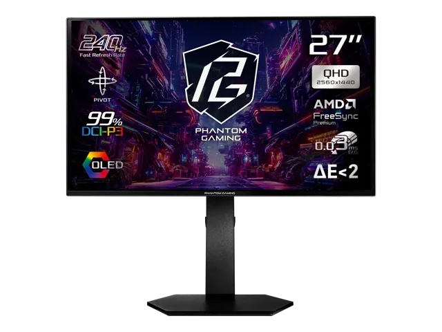 ASRock Phantom Gaming PGO27QSA 27 inch QHD 2K 1440P 240Hz 0.03ms HDR10 OLED