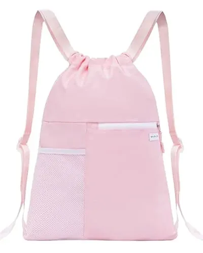 BAVELOE Drawstring Gym Backpack with Mesh Pocket