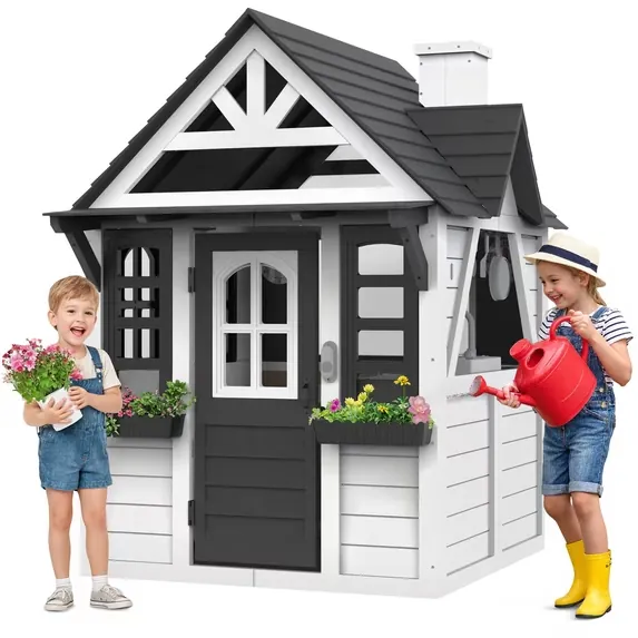 COCLUB Outdoor Wooden Playhouse for Kids 45"L x 65"H