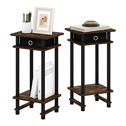 2-Pack 3-Tier Furinno Turn-N-Tube Toolless Side Table