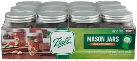 12-Pack Ball 8oz Regular Mouth Mason Jars w/ Lids & Bands