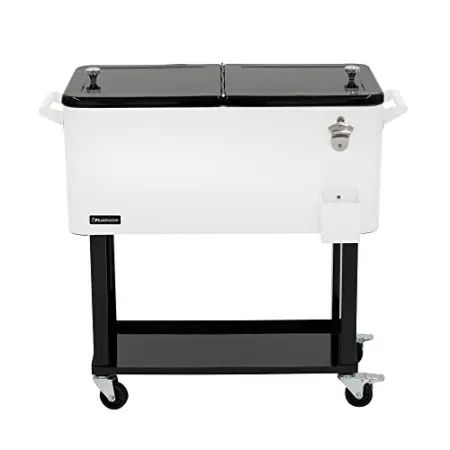 Pearington 80-Qt. Rolling Ice Chest / Cooler Cart with Bottle Opener