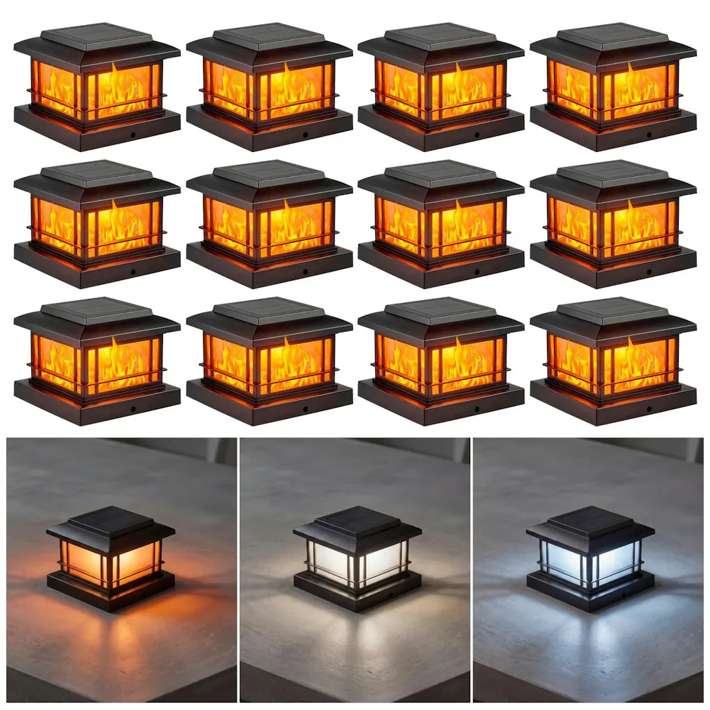 Flickering Flame Solar Post Cap Lights 12-Pack