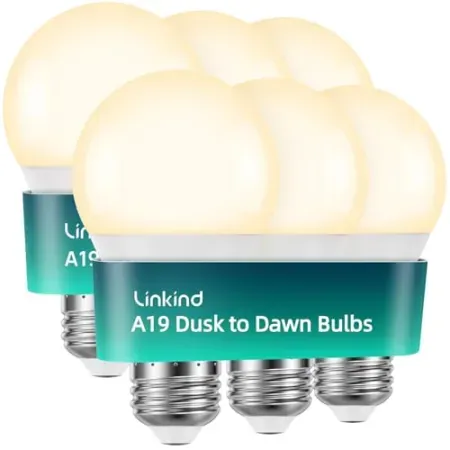 6-Count Linkind 75W Equivalent Outdoor A19 Dusk-to-Dawn LED Light Bulbs