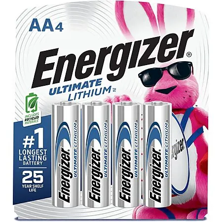 4-Ct Energizer Ultimate Lithium AA Batteries