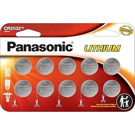 10-Pk Panasonic CR2032 3V Lithium Coin Cell Batteries