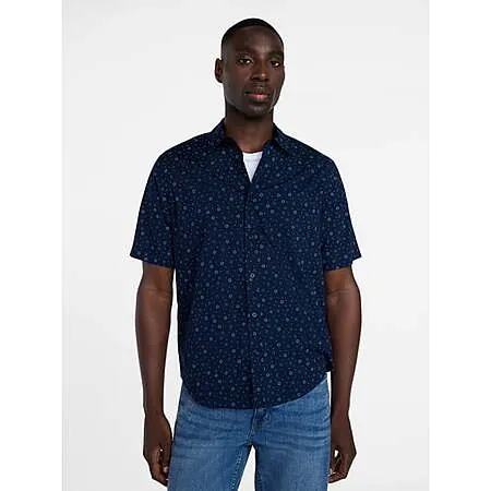 George Men's Modern Fit Poplin Short Sleeve Button Up Shirt (Various)