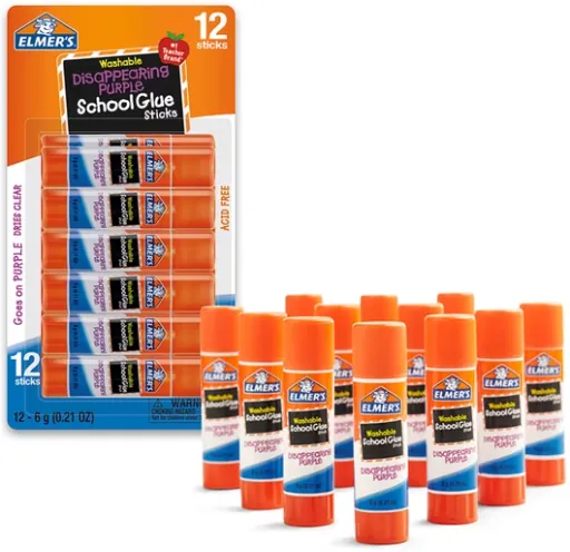 Elmer's Disappearing Purple Washable School Glue Sticks 12-Count 6g