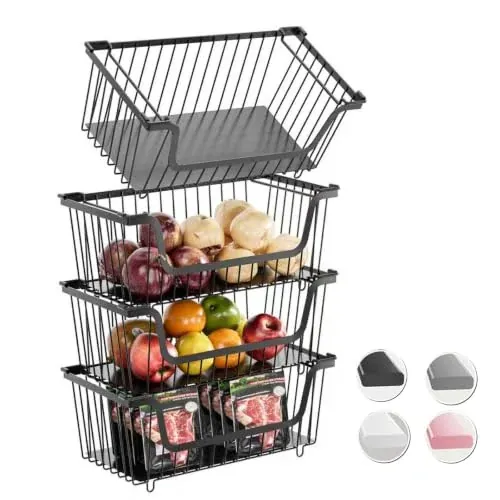 GAOKASE 4-Piece Stackable Wire Storage Baskets