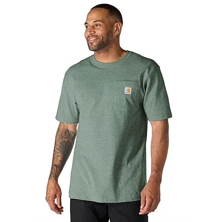 Carhartt K87 Men's Loose Fit Heavyweight Pocket T-Shirt (Green Slate Heather)