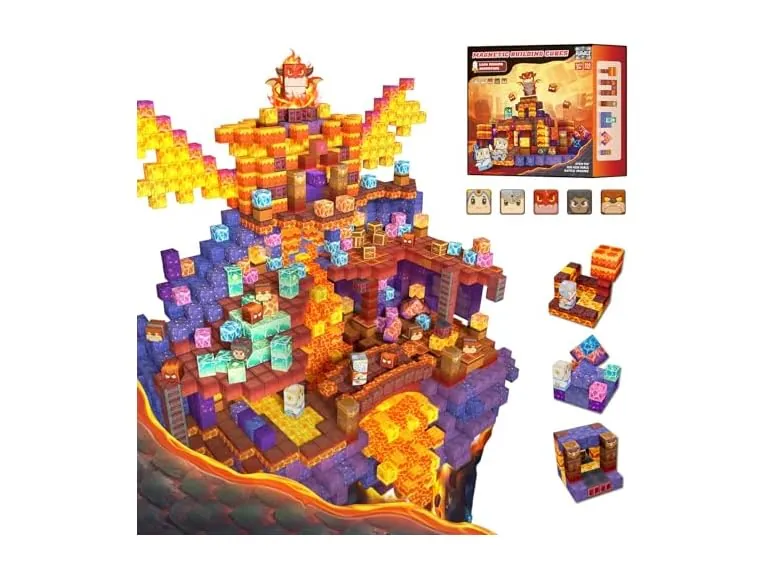 Rurvale Magnetic Building Blocks Set w/ Dragon Dungeon Adventure Theme