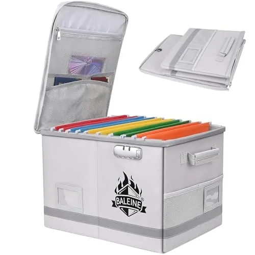 Baleine 16"x12.5"x11.5" Fireproof and Waterproof Document Storage Box