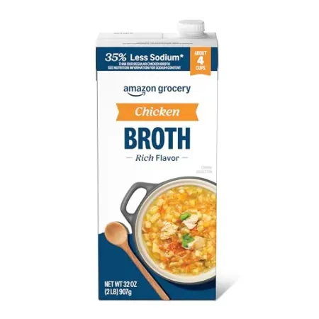 32oz Amazon Fresh 35% Less Sodium Chicken Broth