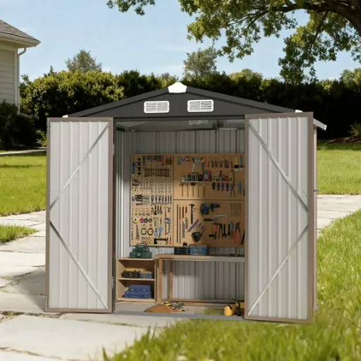 BaPiPro 6' x 4' Outdoor Metal Storage Shed with Lockable Door