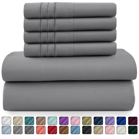 6 Piece Microfiber 16 Inch Deep Pocket Bed Sheets Set