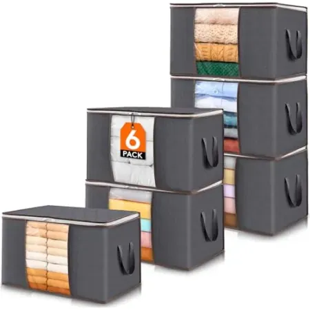 6-Pack Lifewit 60L Storage Bins w/ Lids