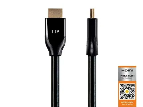 Monoprice Certified Premium HDMI Cable - 4K@60Hz, HDR, 18Gbps, YUV 4:4:4, 28AWG, 6 Feet