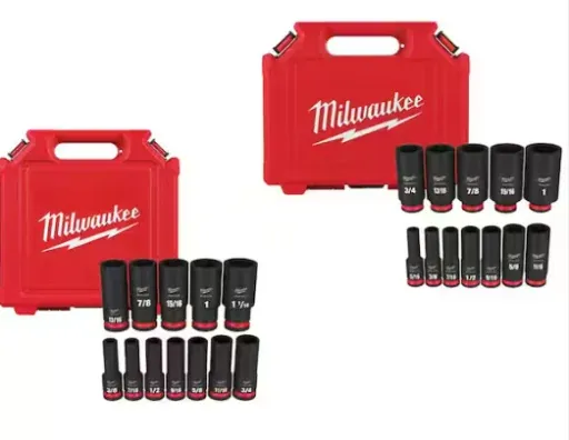 Milwaukee SHOCKWAVE 1/2 in. and 3/8 in. Drive SAE Deep Well Impact Socket Set (24-Piece)