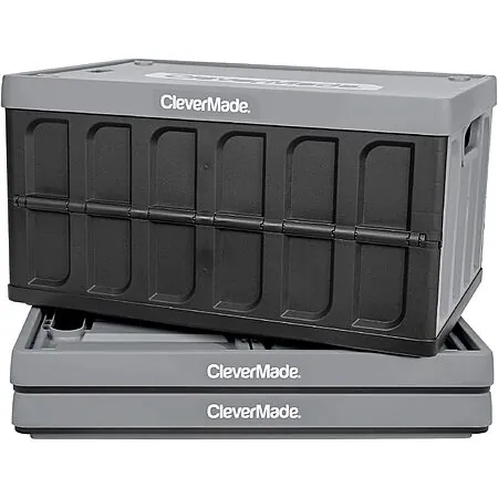 3-Pk 62L CleverMade Collapsible Storage Bin w/ Lids