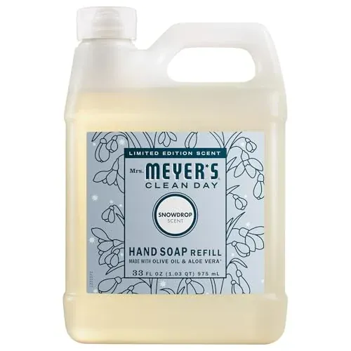 MRS. MEYER'S CLEAN DAY Hand Soap Refill, Snowdrop Scent, 33 Fl Oz