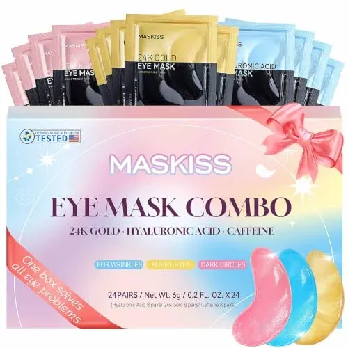Maskiss Under Eye Patches (24 Pairs), 3 Colors Eye Masks Gift Set