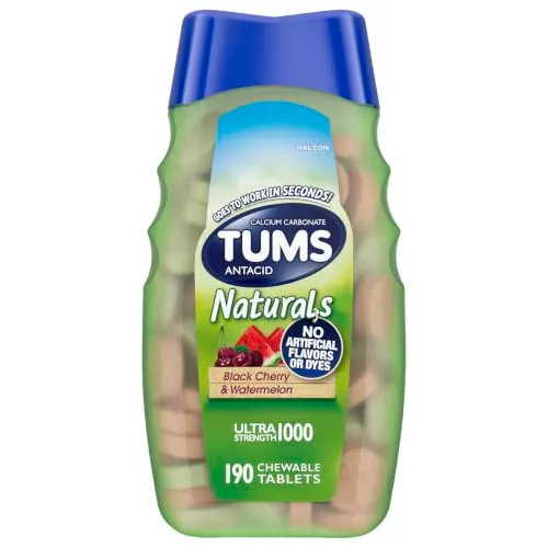 TUMS Naturals Ultra Strength Antacid Chews 190-Count (Black Cherry & Watermelon)