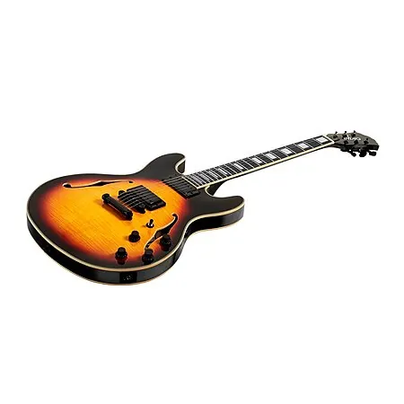 Indio by Monoprice Boardwalk Flamed Maple Semi Hollow Body Electric Guitar w/ Bag